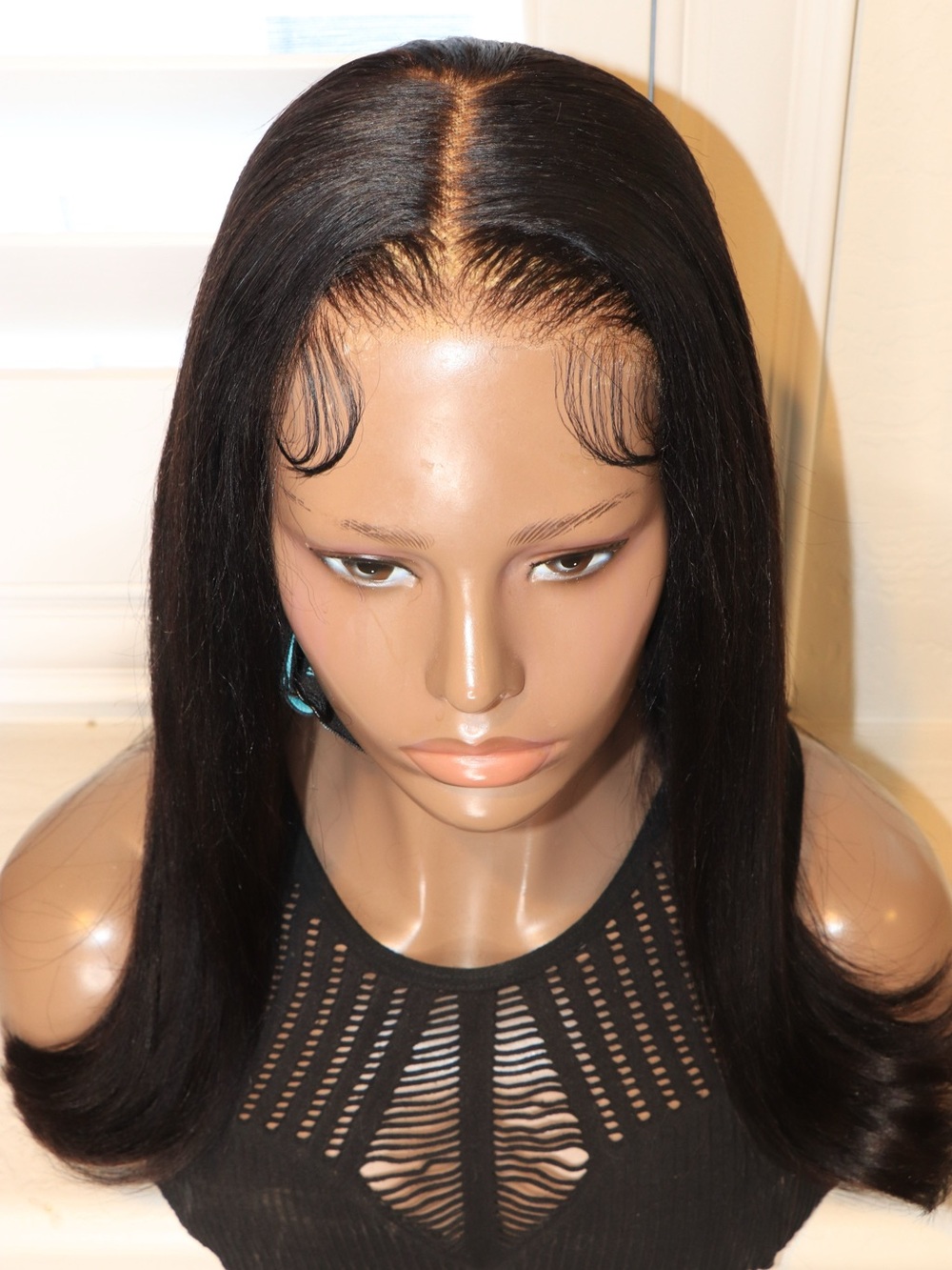 ASHIMARY 16" Yaki Straight 6x4.5 HD Lace Wig Pre Plucked, Bleached Knots EUC